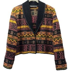 Vintage New Identity Cropped Jacket Women's Sz Large Southwestern Aztec Tapestry